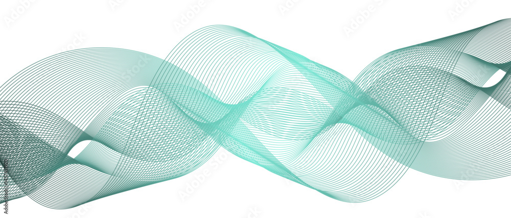 Poster Abstract colorful glowing wave curved lines background. Frequency sound wave lines and technology curve lines. Wavy banner, template design. Flowing line wave pattern .