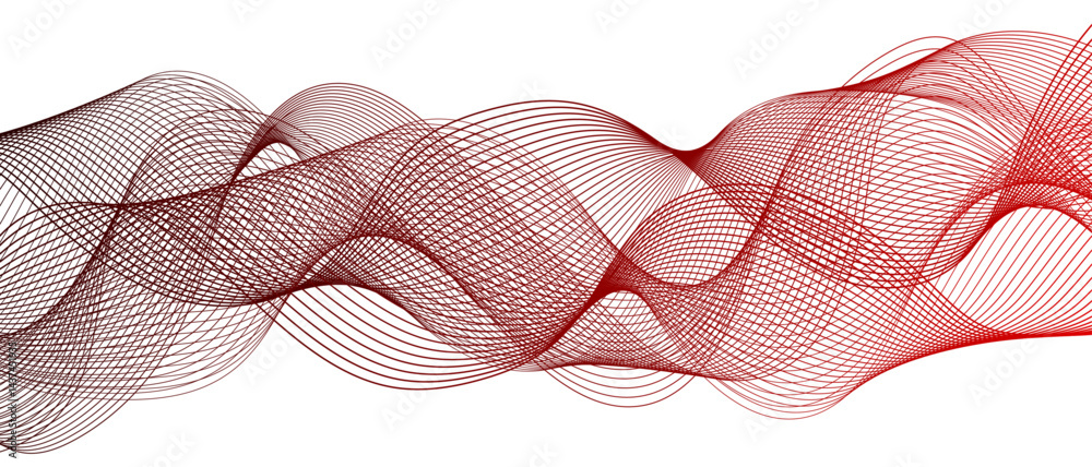 Fototapete Abstract colorful glowing wave curved lines background. Frequency sound wave lines and technology curve lines. Wavy banner, template design. Flowing line wave pattern .