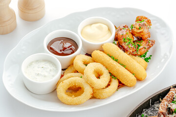 restaurant food on a white background. photos for the menu
