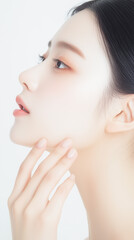 Asian influencer, beauty, cosmetics advertising model, portrait of young woman with perfect skin