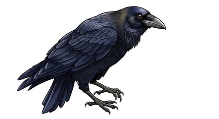 Fototapeta premium Isolated Crow Illustration Standing on White Background