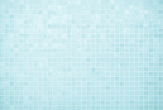 Blue light ceramic wall chequered and floor tiles mosaic background in bathroom, kitchen. Design pattern geometric with grid wallpaper texture decoration pool. Simple seamless abstract surface clean.
