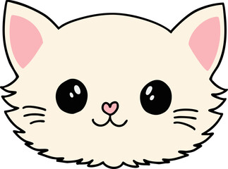 Adorable cartoon cat face digital cute design playful style close-up whimsical concept