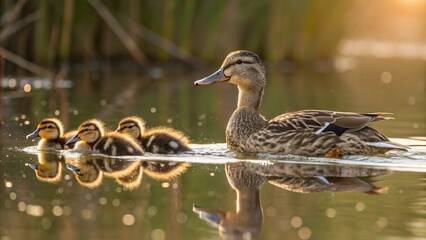 Obraz premium duck and ducklings