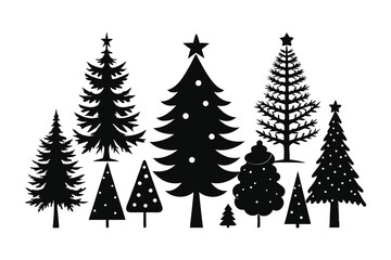 Obraz premium Modern Christmas Tree Silhouettes in Black and White