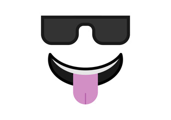 Boca sonriendo sacando la lengua con gafas de sol