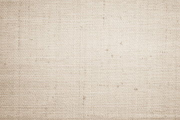 Brown sackcloth woven texture background in natural pattern. Jute hessian burlap, linen background in light beige cream color blank. Weaving canvas fiber line cotton cloth textured as organic.