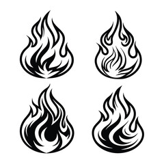 fire flame silhouette icon set