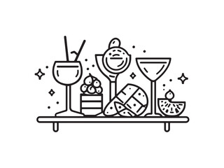 Party Dessert Tray line art icon sweet treat concept