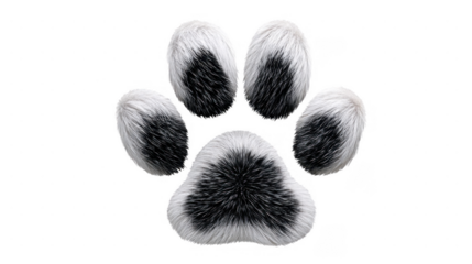 Black and White Dog Paw Print for Veterinary and Pet Services isolated on transparent background