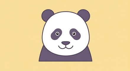 Naklejka premium Cartoon Panda Head Illustration on Yellow Background