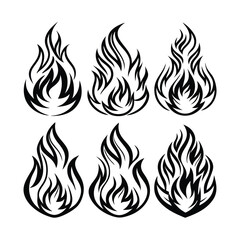 fire flame silhouette icon set