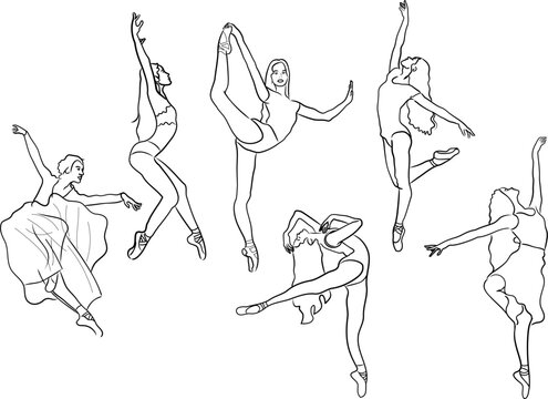 set of drawings of ballet dancers