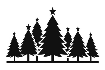 Simple Black and White Christmas Tree Art