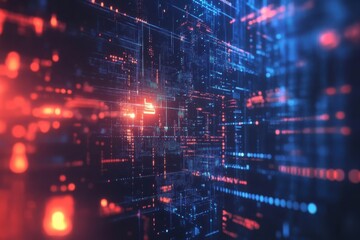 Fototapeta premium Close up of a digital futuristic woman with blue eyes and glowing cybernetic enhancements