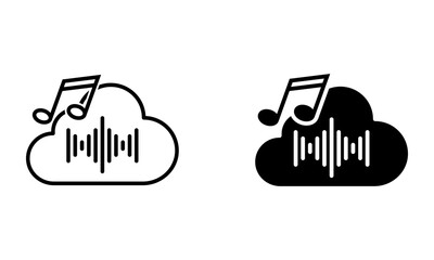 cloud with music note and sound wave, online music streaming icon vector