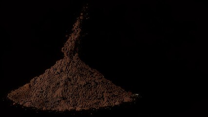  Integral, uncooked long grain brown rice pile isolated on white background, top view