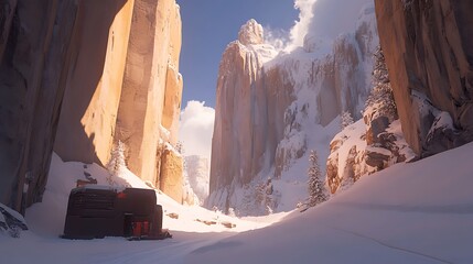 Winter canyon structures fantasy world