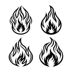 fire flame silhouette icon set
