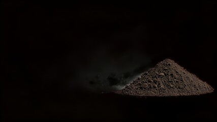 Integral, uncooked long grain brown rice pile isolated on white background, top view