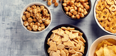 Mix of unhealthy snacks.