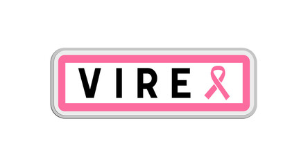 Panneau de sortie de Vire, Calvados, Normandie avec Ruban Octobre Rose