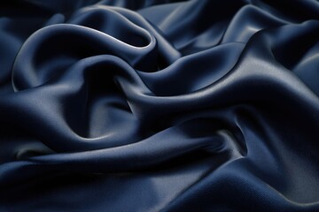 Obraz premium Draped dark blue satin fabric
