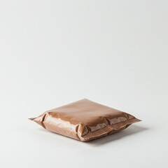 Close-up of a brown plastic food packaging pouch.
