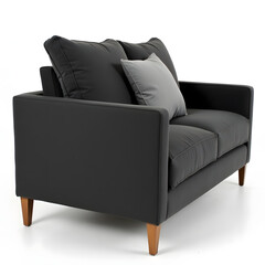 black leather sofa isolated on white background