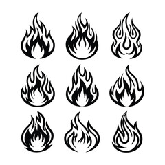 fire flame silhouette icon set