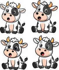Naklejka premium Cute Baby Cow vector illustration