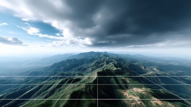 Imposing mountain peak gridded for data analysis and visualization majestic - Powered by Adobe
