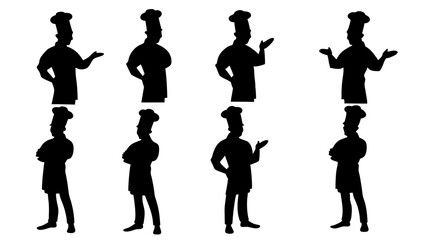 set of chef silhouette vector on tranparent background