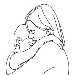 Affectionate Mother Hugging Her Child Closely