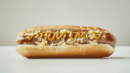 German bratwurst with sauerkraut and mustard