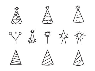 Party Hat Cone line art icon for festive events