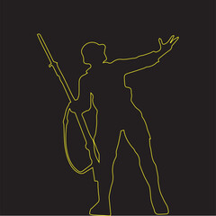 Military soldier with long length rifle in vector art