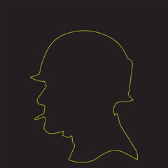 Military soldier head with army helmet in vector art