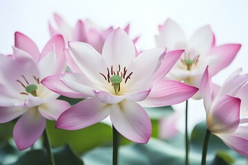 Fototapeta premium Elegant Pink and White Lotus Design on a Soft Lily-Inspired Background