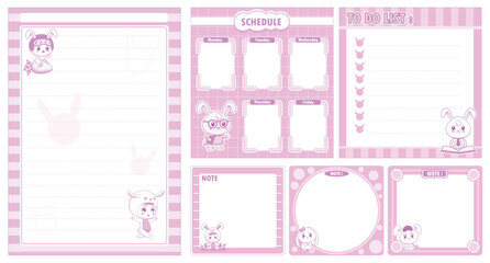 paper page design label with rabbit theme