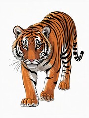 Vibrant Tiger Artwork High-Quality, Detailed Animal Illustration for Stickers
