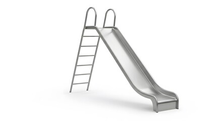 Playground Metal Slide: A classic metal slide, the central piece of childhood fun, stands ready for an afternoon of joy in the sun.