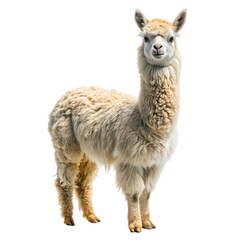 Fluffy Alpaca Andean Animal South American Llama isolated on transparent background