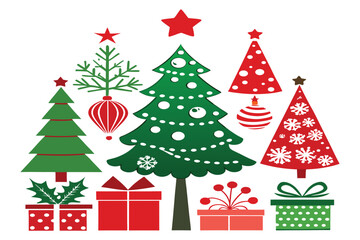 Obraz premium Holiday Christmas Tree Outline Icon Set