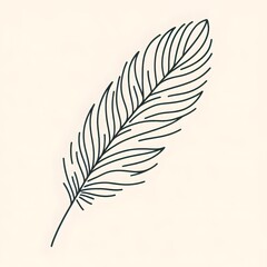 Obraz premium Outline of a Tropical Leaf Illustration on Neutral Background, single line outline 