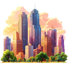 Obraz premium Colorful crystal cityscape display piece