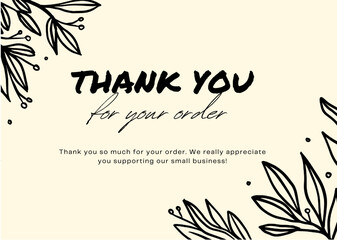 Thankyou for your order skin with black line cornered leafs