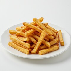 Crispy French Fries on a White Plate