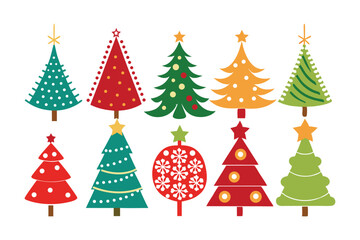Obraz premium Stylized Christmas Tree Icons For Crafts