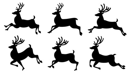 Fototapeta premium set of jumping deer silhouette vector on tranparent background